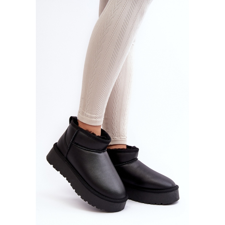 Cizme De Zapada De Piele Neagra Cu Captuseala De Blana negru 1 Cizme De Zapada De Piele Neagra Cu Captuseala De Blana negru 1
