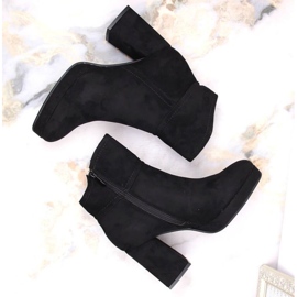 Botine din piele intoarsa cu toc inalt si platforma, izolate M.Daszyński W SAN24A, negre negru 6