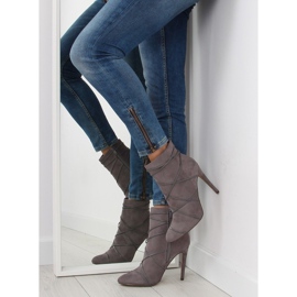Cizme gri din piele intoarsa pe toc stiletto 2