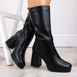 Botine izolate Jezzi W JEZ416A cu bandă elastică, negre negru 3