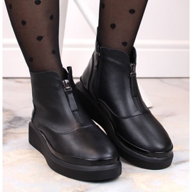 Botine izolate piele cu fermoar Filippo W PAW483 negre negru 4