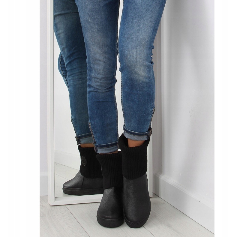 Cizme cu partea superioară de lână neagră NB30 Black negru 2