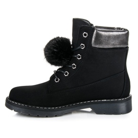 Bestelle Trappers cu pompon detasabil negru 1