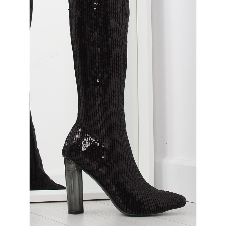 Cizme negre cu paiete AE55P negre negru 1