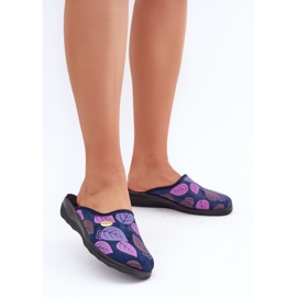 Papuci De Dama Cu Frunze Inblu CU00005F Bleumarin albastru 2