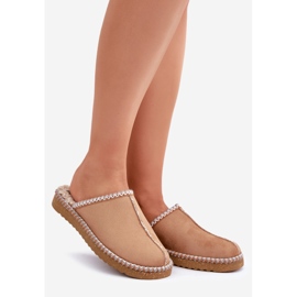 Inblu Papuci Damă Camel Cu Broderie Pantofi Acasă maro 1