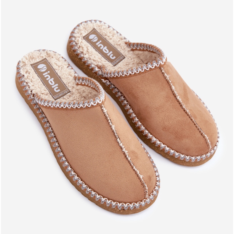 Inblu Papuci Damă Camel Cu Broderie Pantofi Acasă maro 2