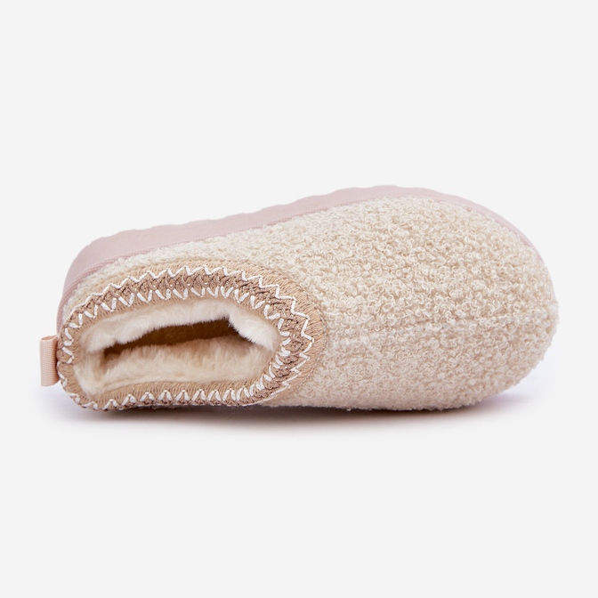 Cizme de zapada pentru copii cu blana, tip piele de oaie, bej deschis 1