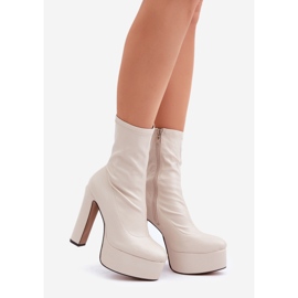 Botine cu toc înalt bej deschis, cu toc stiletto și platformă 1