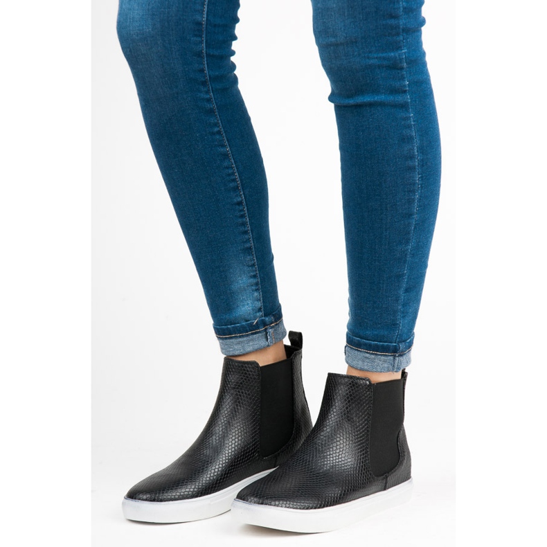 Mckeylor Adidași înalți cu imprimeu șarpe negru 2