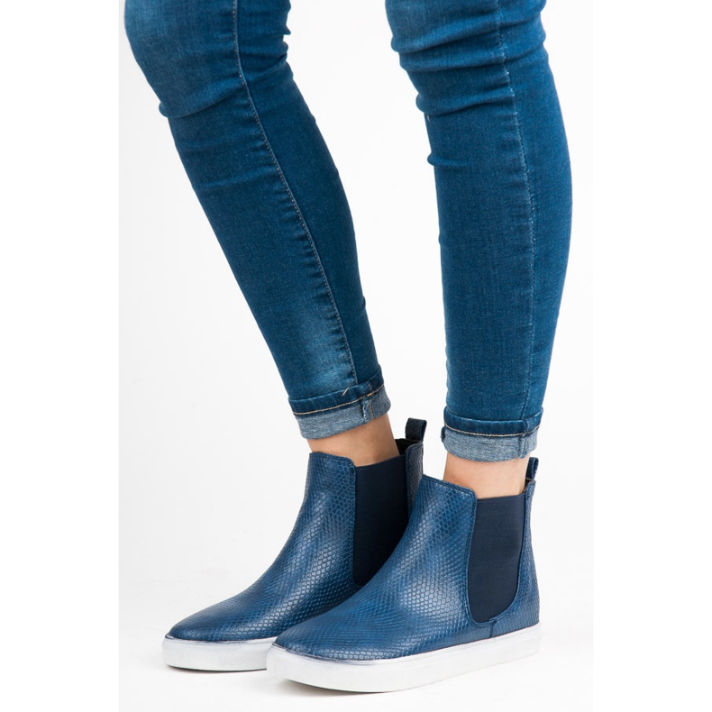 Mckeylor Adidași înalți cu imprimeu șarpe albastru 1