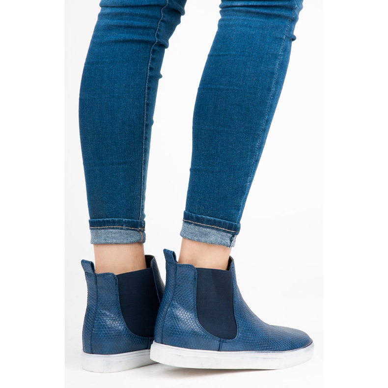 Mckeylor Adidași înalți cu imprimeu șarpe albastru 2