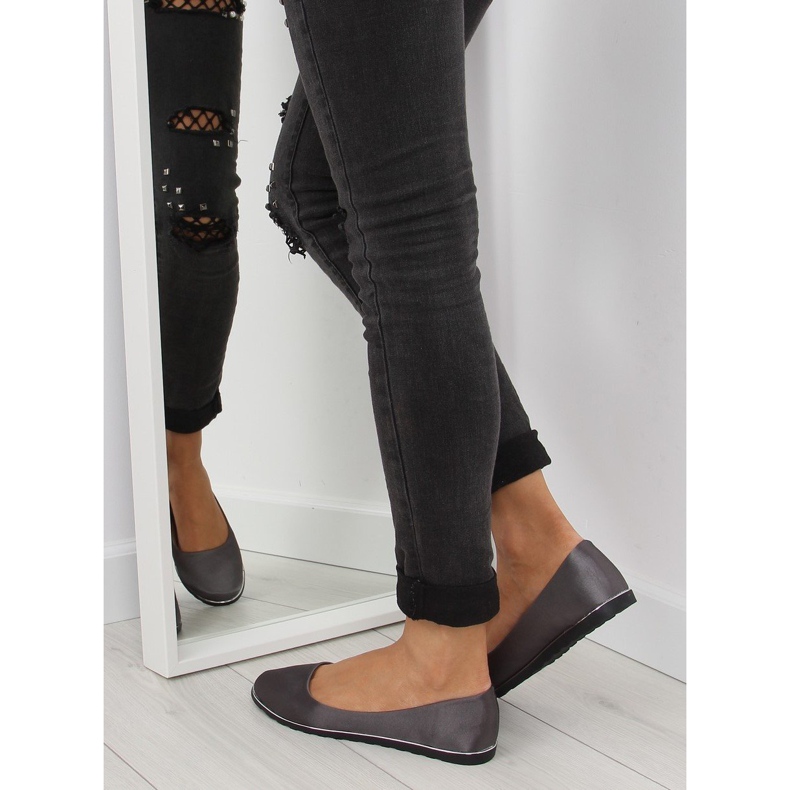 Balerini din satin gri A8621 gri 2