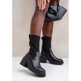 Botine de dama cu partea superioara flexibila, negre negru 1