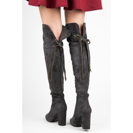 Bestelle Muschetari din piele intoarsa cu arc gri 2 Bestelle Muschetari din piele intoarsa cu arc gri 2