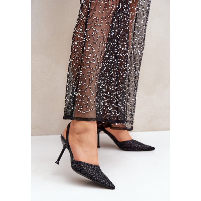 Step in style Model Berilae B1639-202 Tocuri înalte cu sclipici negre - Pas în stil negru 1