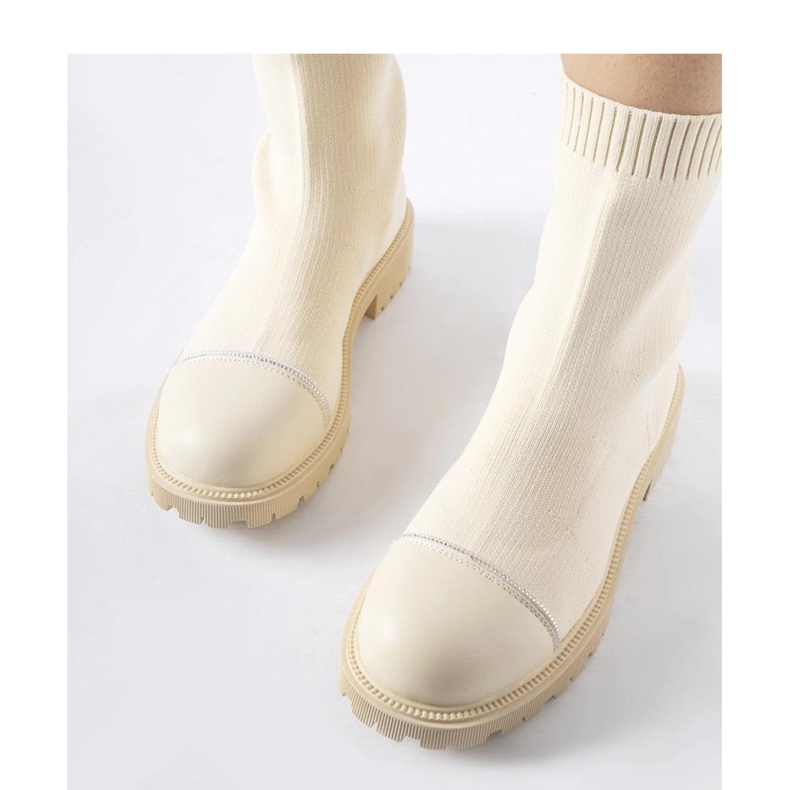 Botine sosete bej cu strasuri Vail - Solea 1 Botine sosete bej cu strasuri Vail - Solea 1