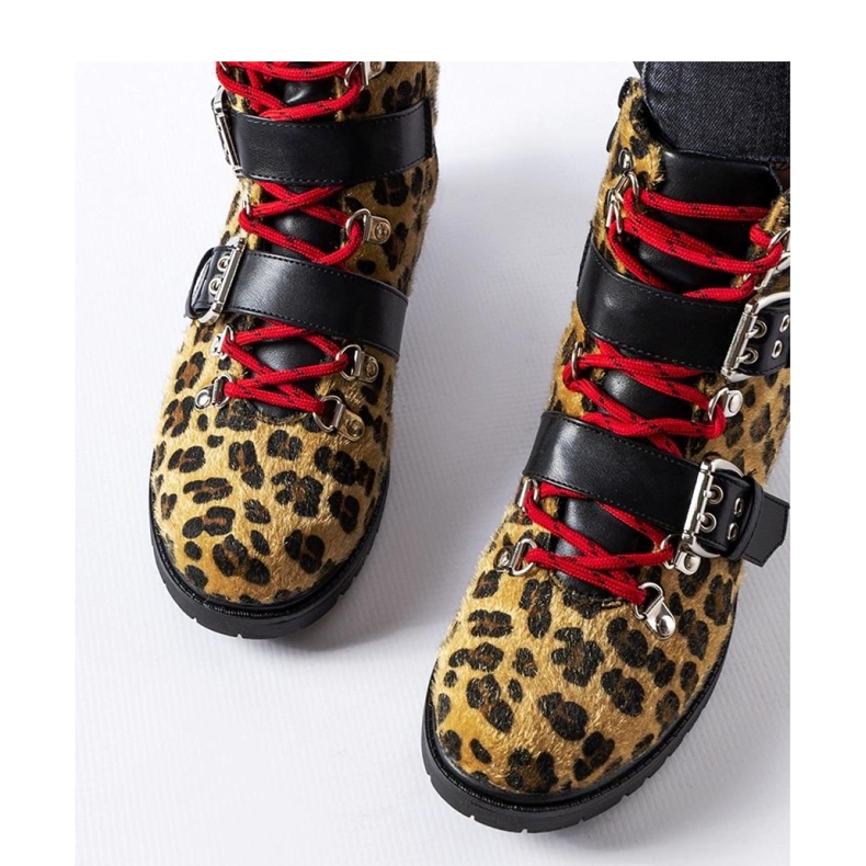Botine negre si bej cu imprimeu leopard Baltimore - Solea 1