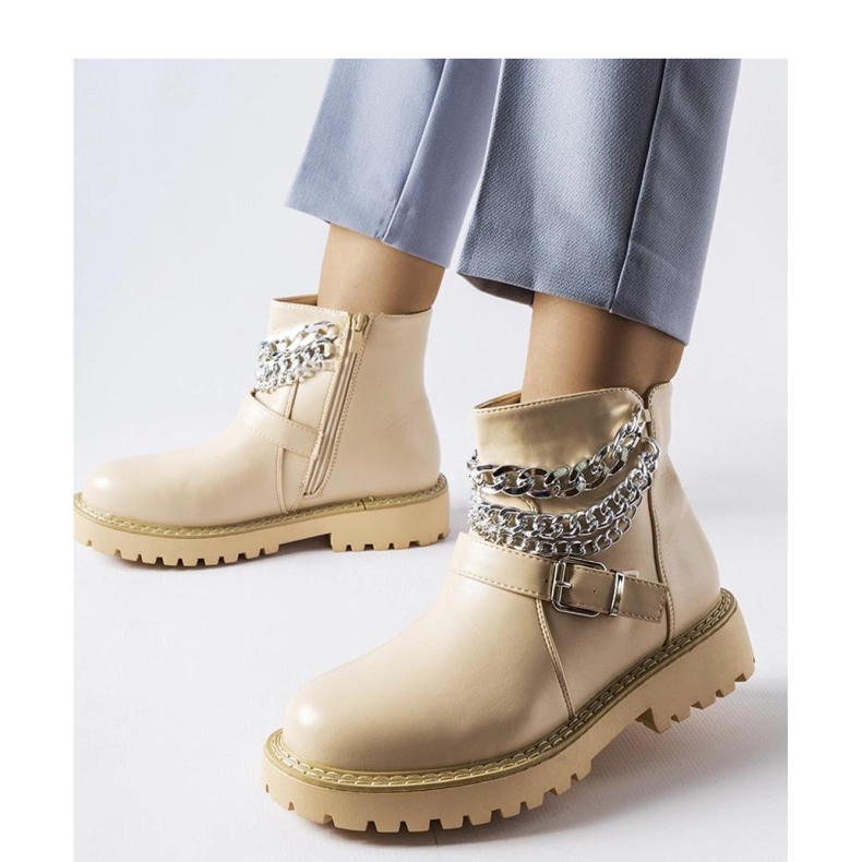 Botine bej cu lanțuri decorative Mezzavia - Solea 1