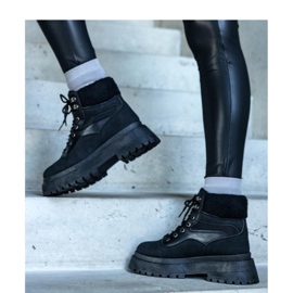 Adidasi negri cu talpa groasa si blana de la Best - Solea negru 1