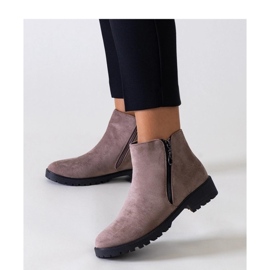 Cizme maro cu inserții metalice, din piele ecologică Branda - Solea 1