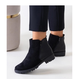 Botine negre cu platforma din piele intoarsa ecologica Kirla - Solea negru 1