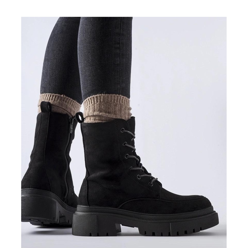 Botine de muncitori negre cu talpa masiva Riel - Solea negru 1 Botine de muncitori negre cu talpa masiva Riel - Solea negru 1