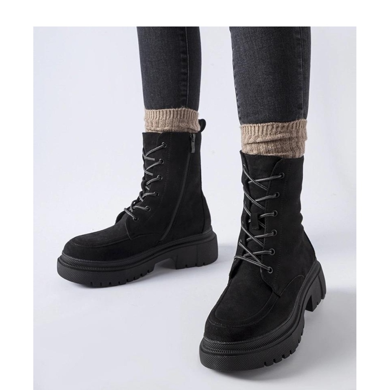 Botine de muncitori negre cu talpa masiva Riel - Solea negru 2 Botine de muncitori negre cu talpa masiva Riel - Solea negru 2