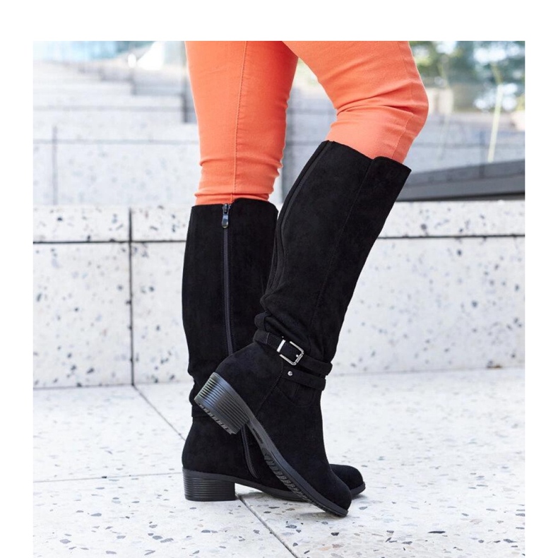 Cizme negre izolate din piele intoarsa ecologica de la Aldisio - Solea negru 1