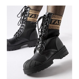 Cizme cu șosete negre cu inscripție Daria - Solea maro negru 1