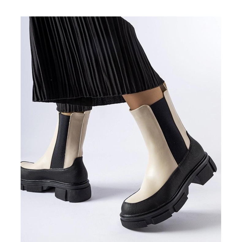 Botine slip-on bej și negre de la Faisal - Solea 1