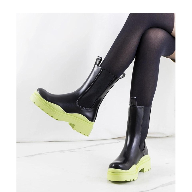 Botine negre cu talpa verde Nester - Solea negru 1