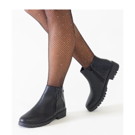 Botine negre cu motiv din piele de crocodil, piele ecologica Mifsada - Solea negru 1