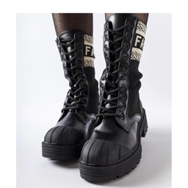 Cizme cu șosete negre cu inscripție Daria - Solea albă negru 1