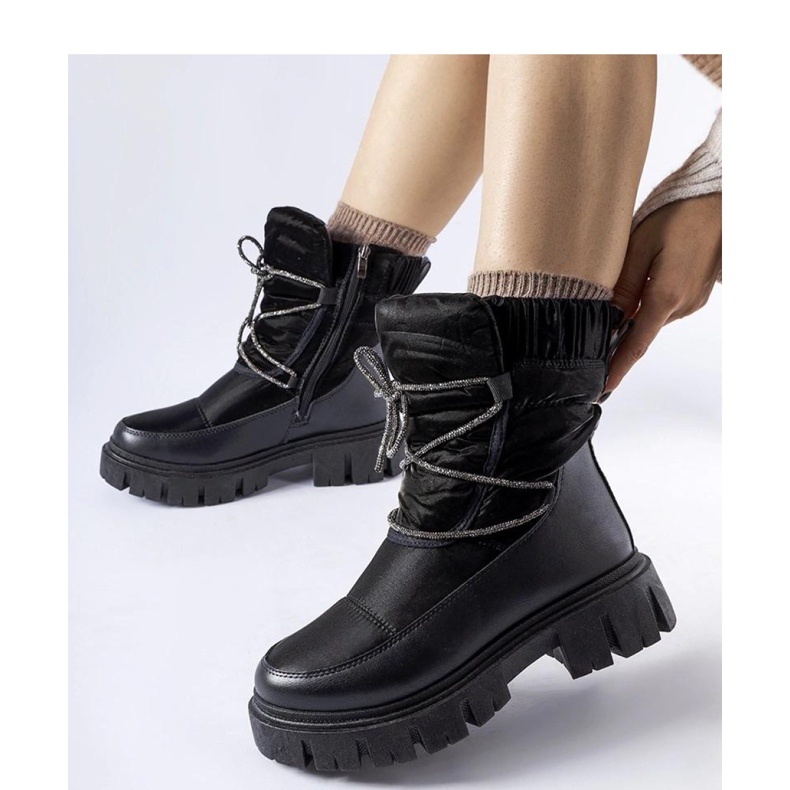 Cizme negre de zapada cu zirconi Pettenasco - Solea negru 1 Cizme negre de zapada cu zirconi Pettenasco - Solea negru 1