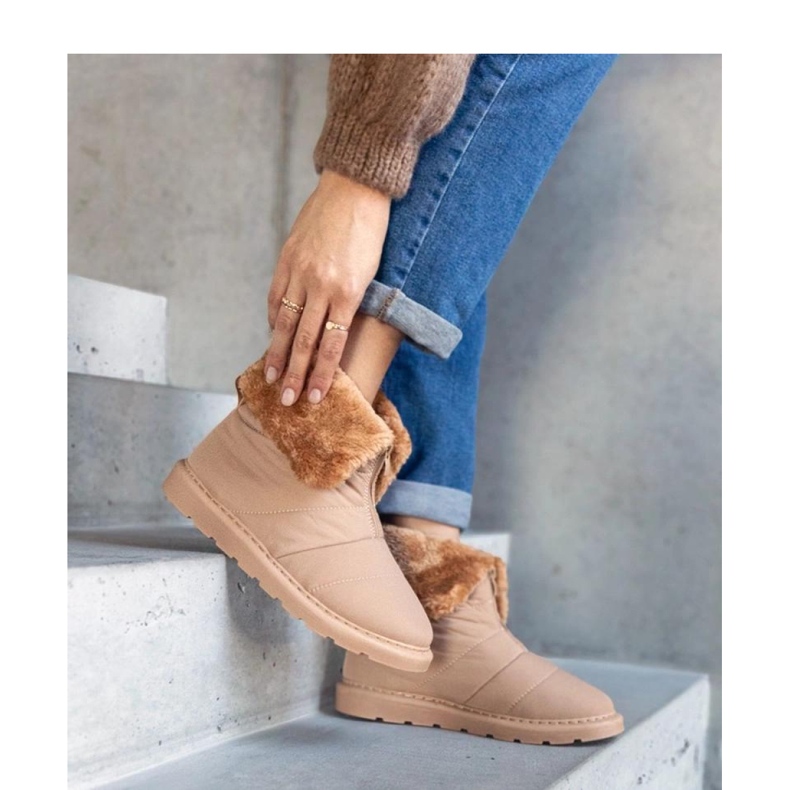 Cizme de zapada izolate bej cu guler Edidda - Solea 1