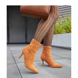 Botine cu toc jos maro cald Guimond - Solea 1