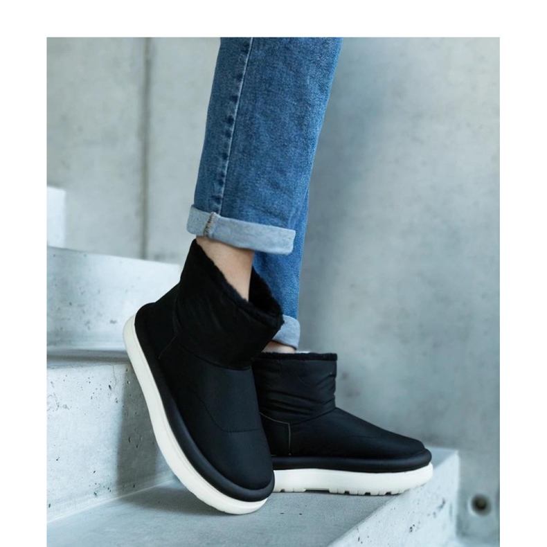 Cizme negre calde pentru zapada pe platforma Cores - Solea negru 2