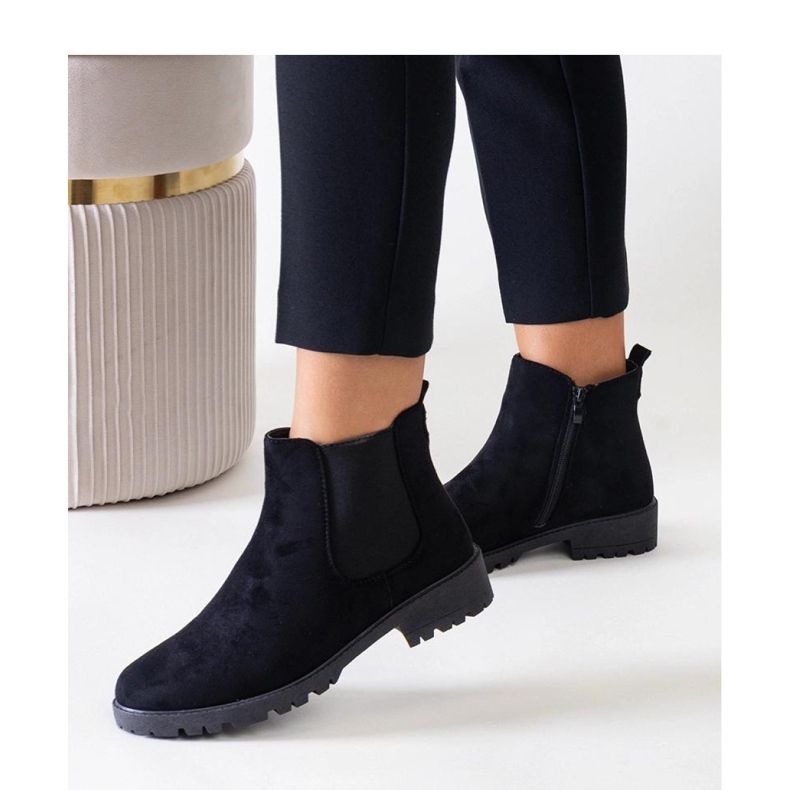 Botine negre clasice casual din piele ecologica Saber - Solea negru 1