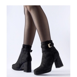 Botine clasice izolate negre din piele intoarsa Caio - Solea negru 2
