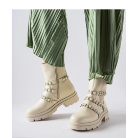 Botine bej decorate cu perle Callicratide - Solea 1 Botine bej decorate cu perle Callicratide - Solea 1