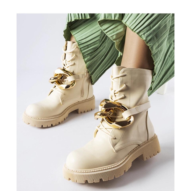 Cizme de drumeție bej cu lanț Galar - Solea 1