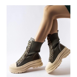 Botine de culoare verde închis cu talpă groasă deschisă Vitto - Solea 1