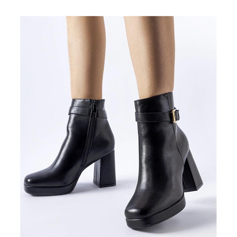 Botine clasice izolate negre din piele intoarsa Caio - Solea negru 1