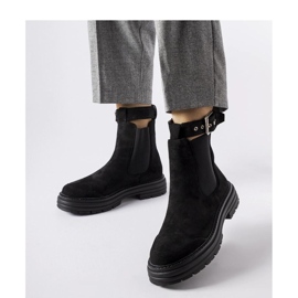 Botine negre cu închidere decorativă negru 1