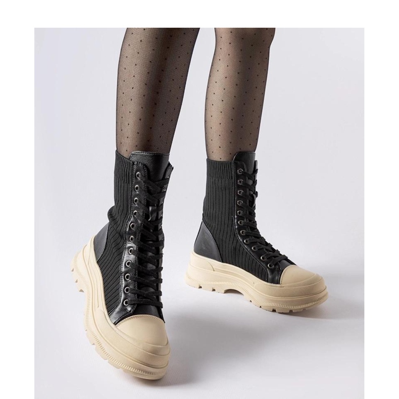 Cizme cu șosete negre cu talpă ușoară negru 1