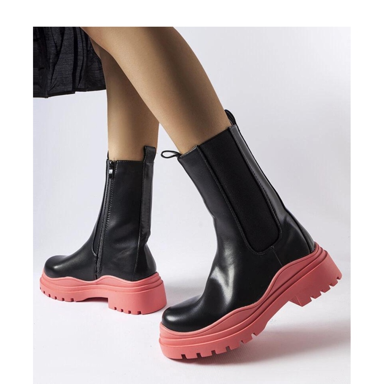 Cizme negre cu talpa colorata negru 1