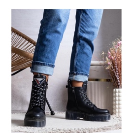 Cizme negre, piele naturala negru 2