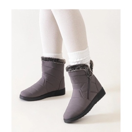 Cizme de zăpadă gri decorate cu blană 1 Cizme de zăpadă gri decorate cu blană 1