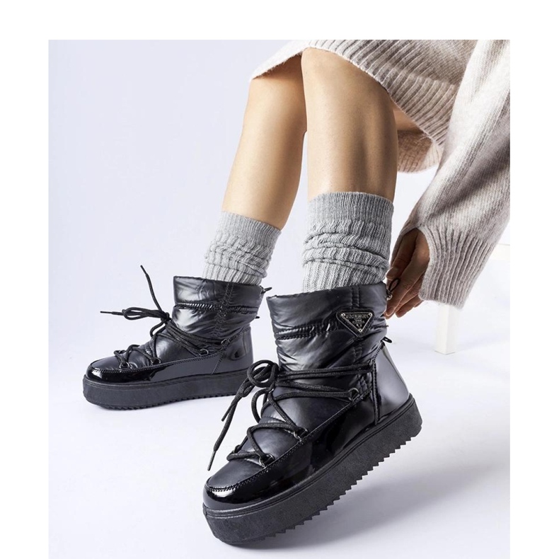 Cizme de zapada izolate negre cu banda elastica negru 1